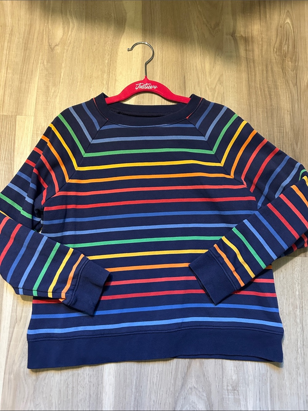 Primary Kids Sweatshirt in sunrise rainbow stripe